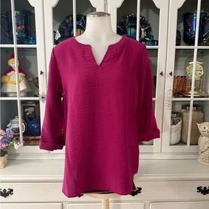 Van Heusen Pink Bell Sleeve Blouse with Mandarin Collar Sz XS